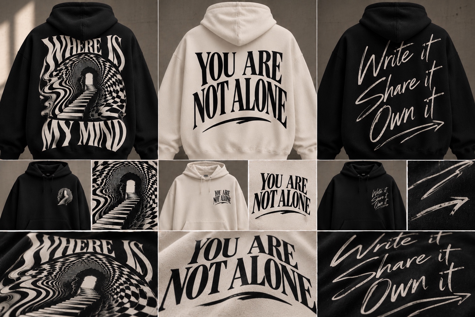 Black Where Is My Mind hoodie, back view